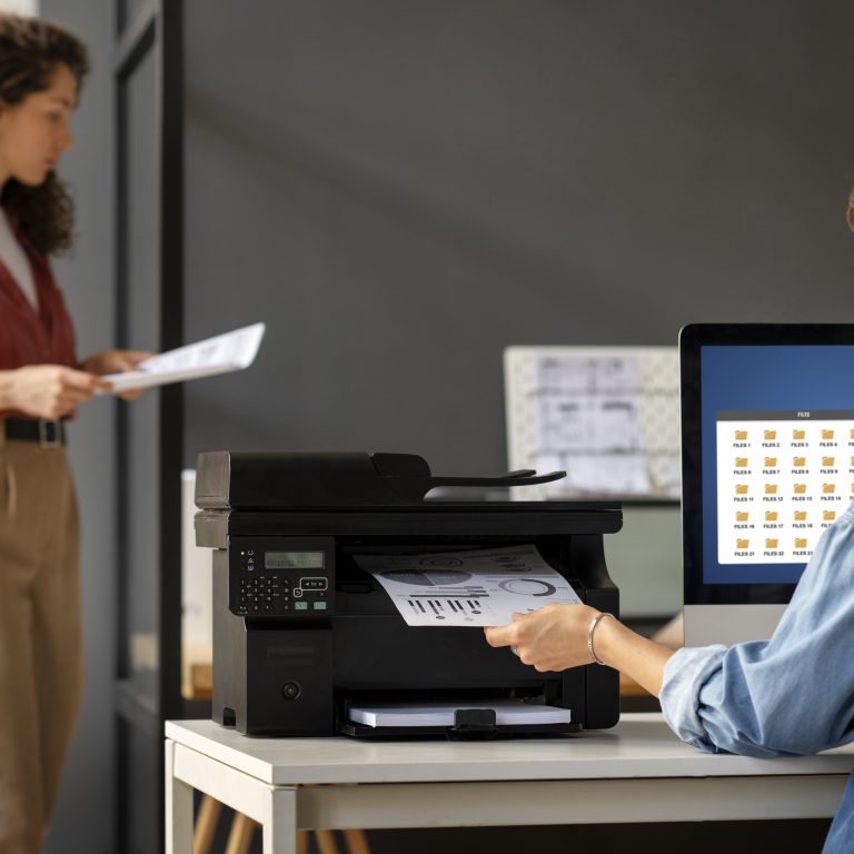 side-view-women-using-printer-work